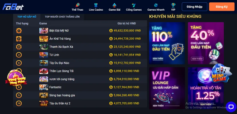 Thưởng nạp đầu 78win01